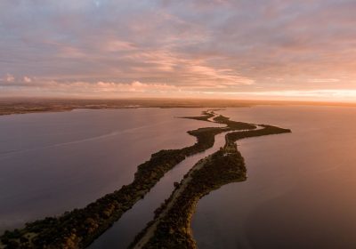 Aerial view of the Silt Jetties in East Gippsland